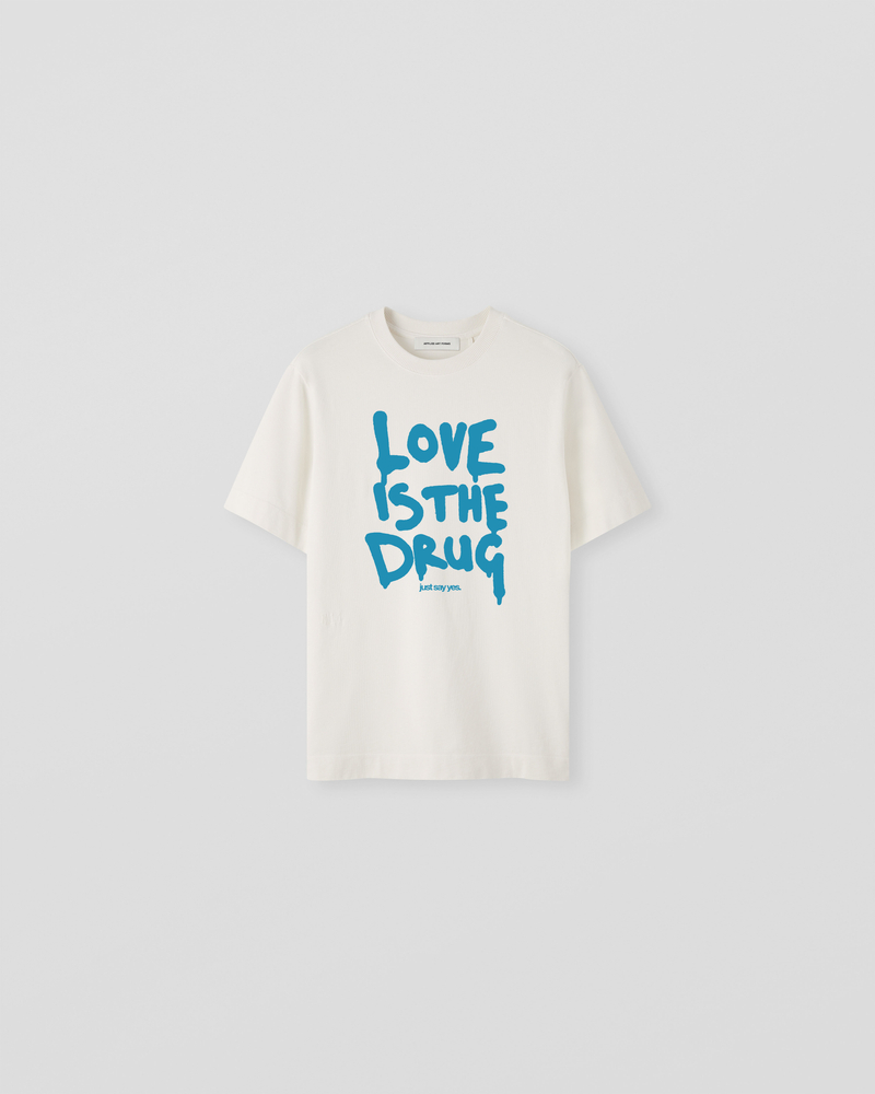 Image of LM1-1 T-Shirt Ecru & Blue [Love is the Drug]