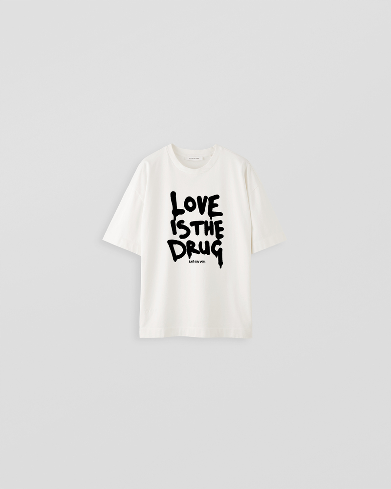 Image of LM1-4 Oversized T-Shirt Light Ecru & Black [Love is the Drug]