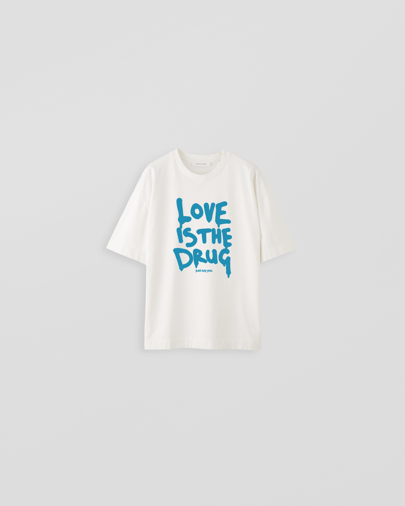 Image of LM1-4 Oversized T-Shirt Light Ecru & Blue [Love is the Drug]