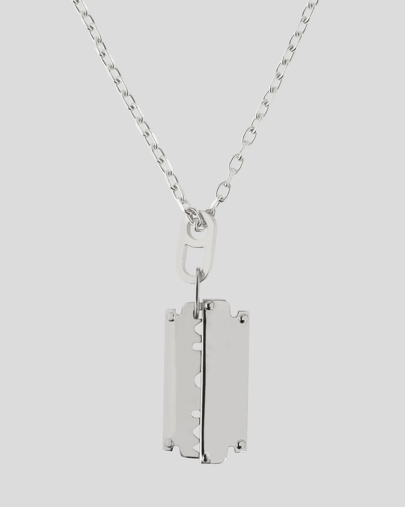 Image of  Razor Dog Tag Pendant Large Silver